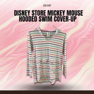 Disney Store Mickey Mouse Striped Hooded Swim Cover-Up Youth 13